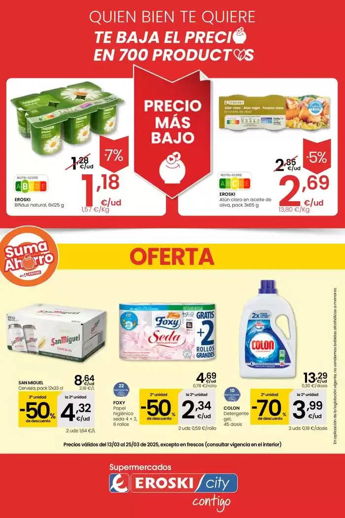 Catálogo de Precio más bajo EROSKI CITY 13 de marzo al 26 de marzo 2025 - Página 1