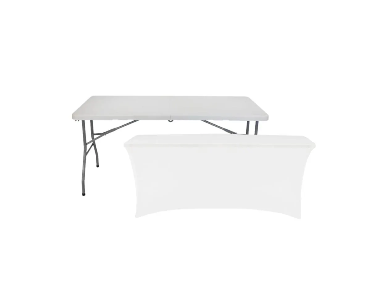 Mesa plegable 150cm blanca + funda catering 7house