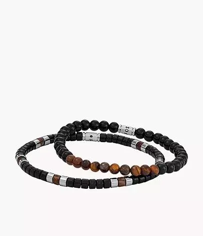 Conjunto de regalo con pulseras de cuentas negras acrílicas