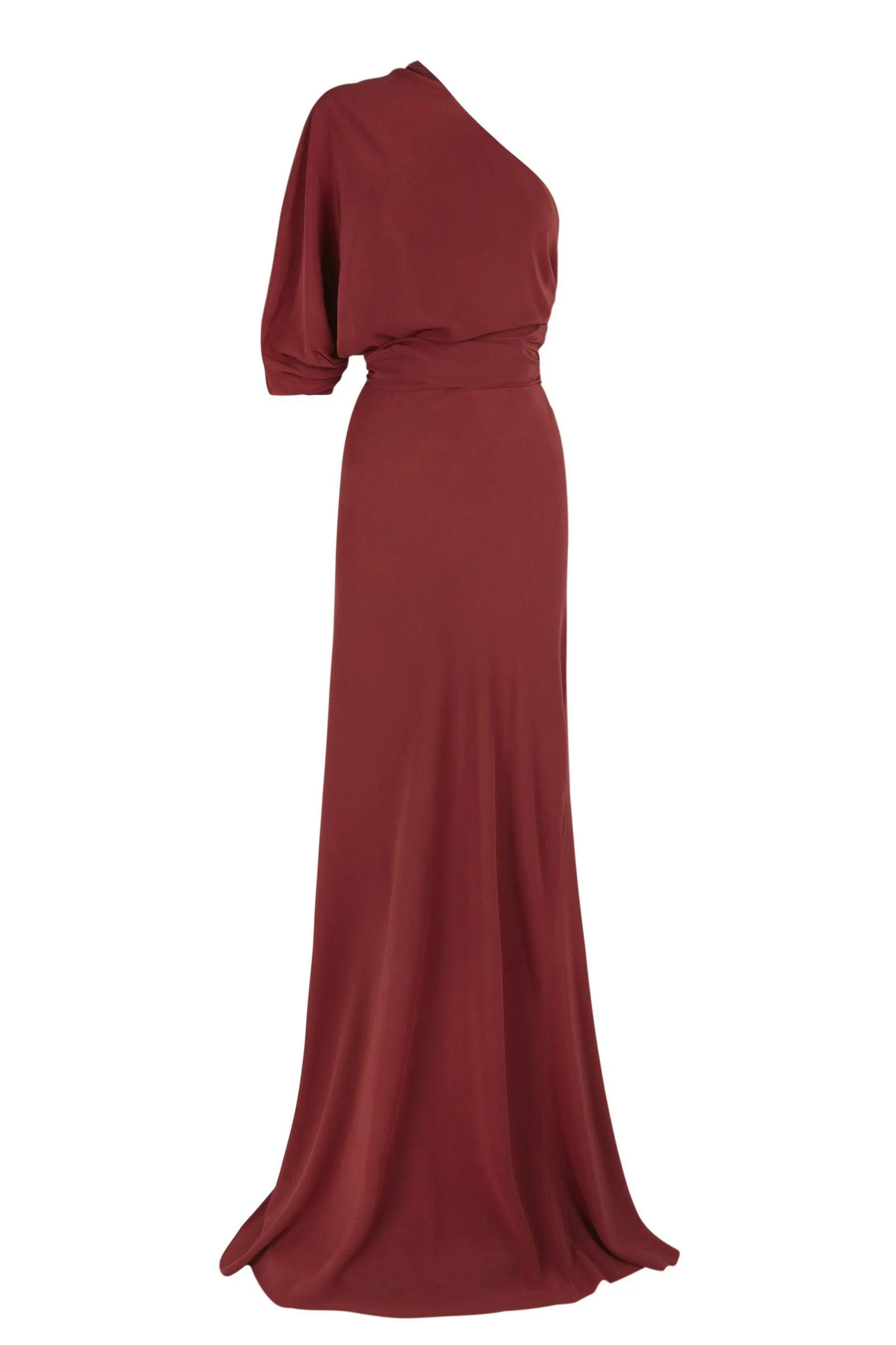 Lena, cherry silk asymmetrical dress