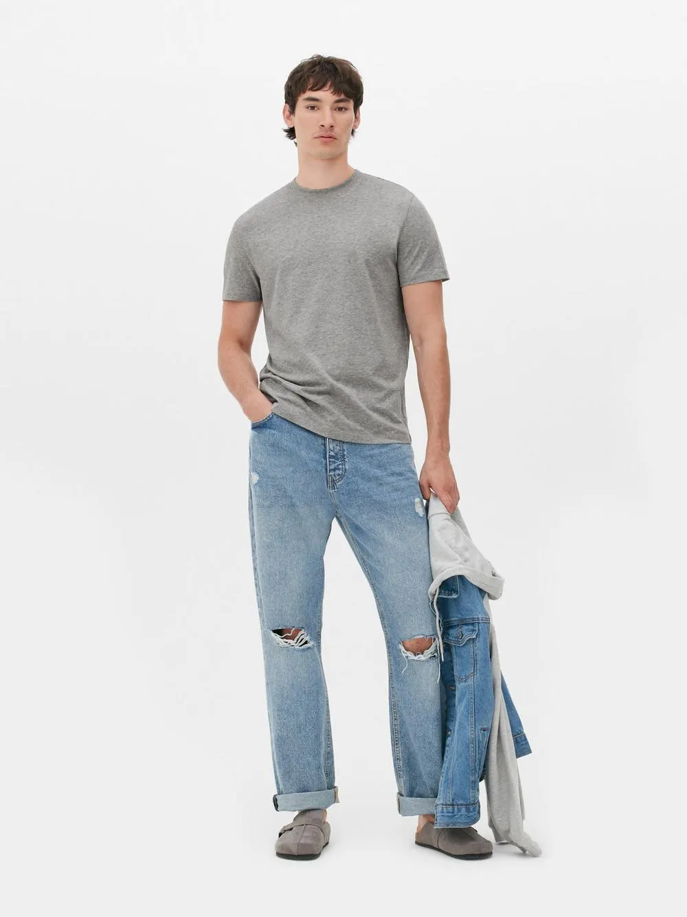 Camiseta de algodón con cuello redondo