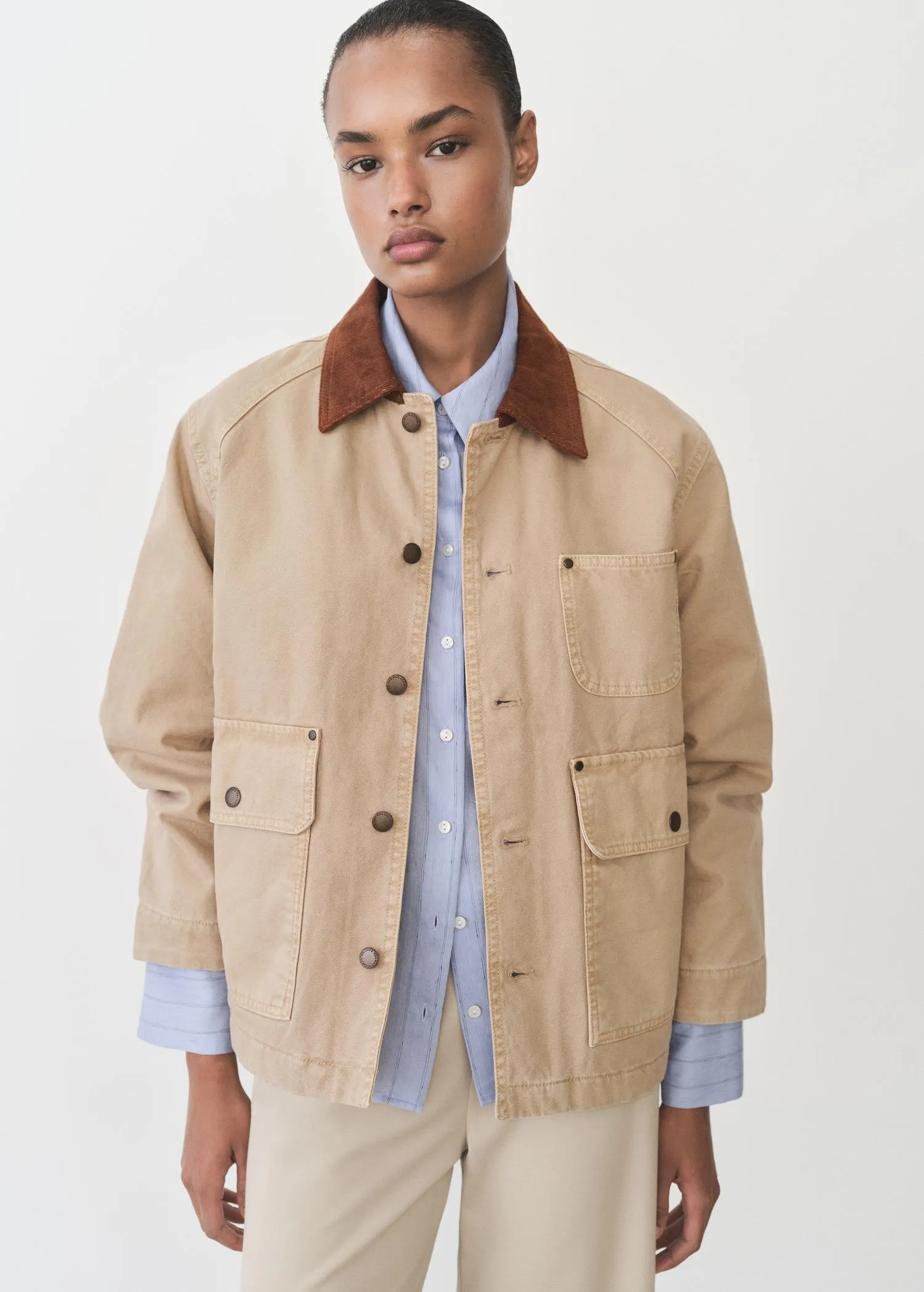 Parka vaquera cuello contraste