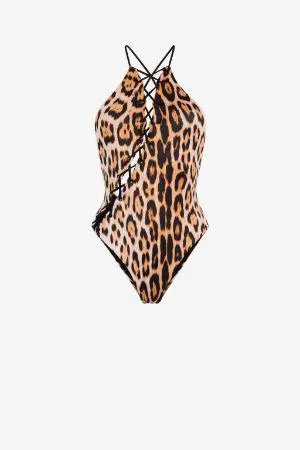Bañador con estampado Leopard y cordones