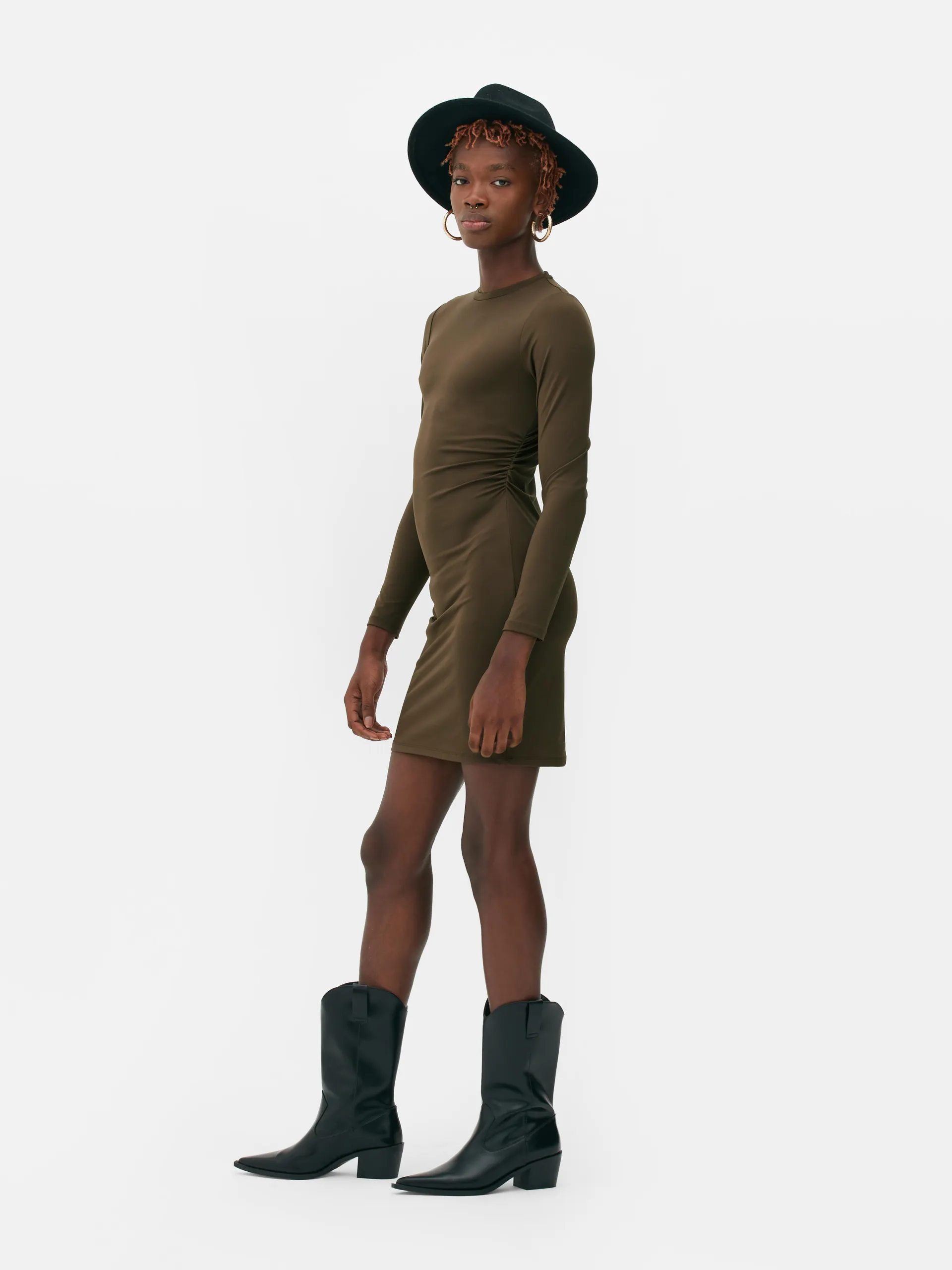 Mini-jurk met ruches aan de zijkant