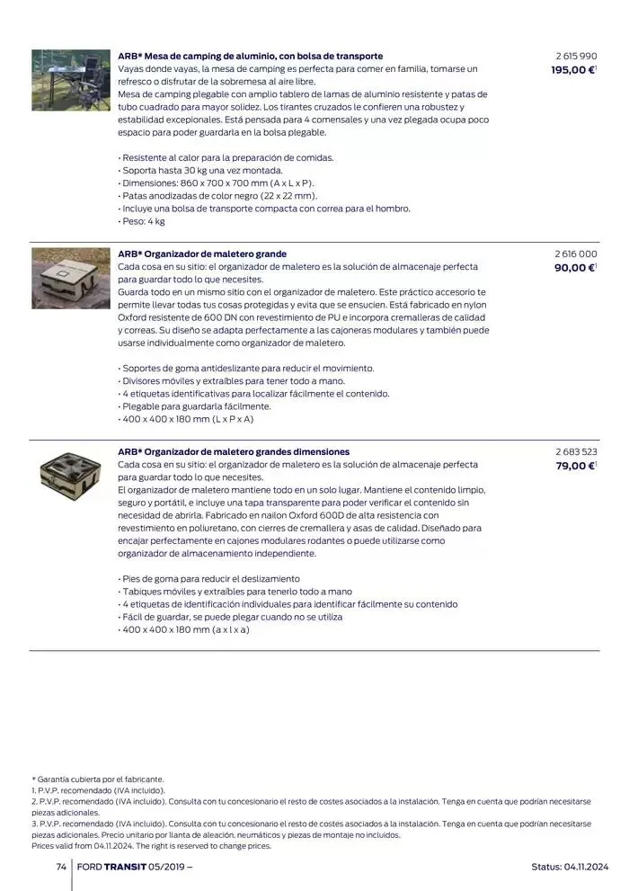 Catálogo de Ford de accesorios Transit Van 13 de noviembre al 13 de noviembre 2025 - Página 74