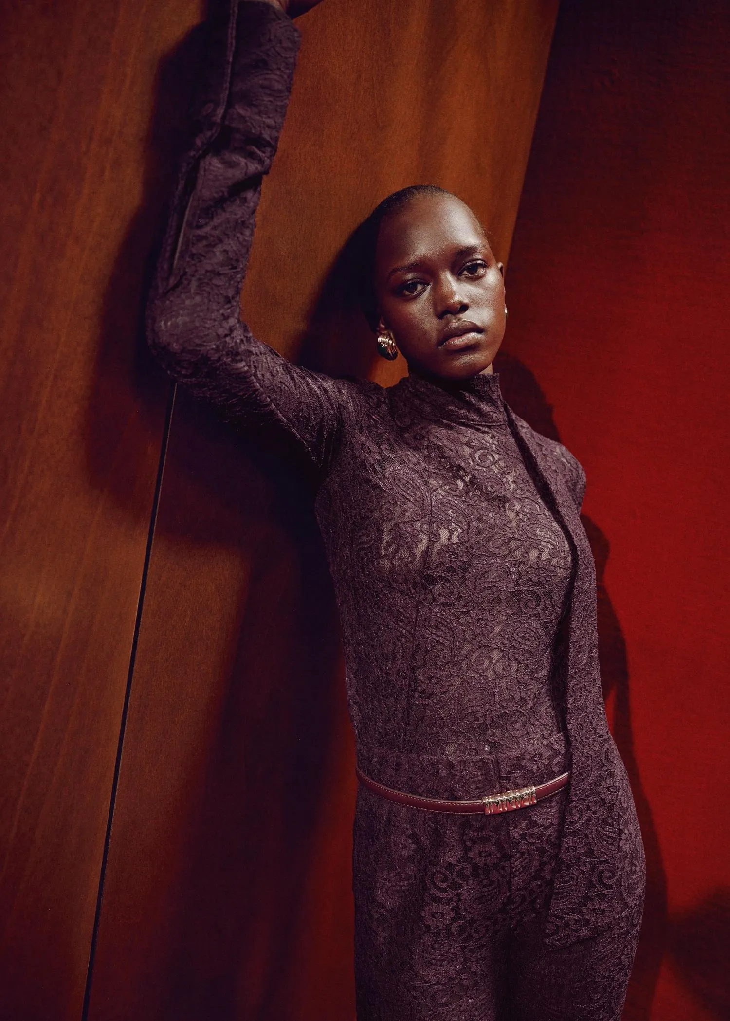 Pantalón recto encaje