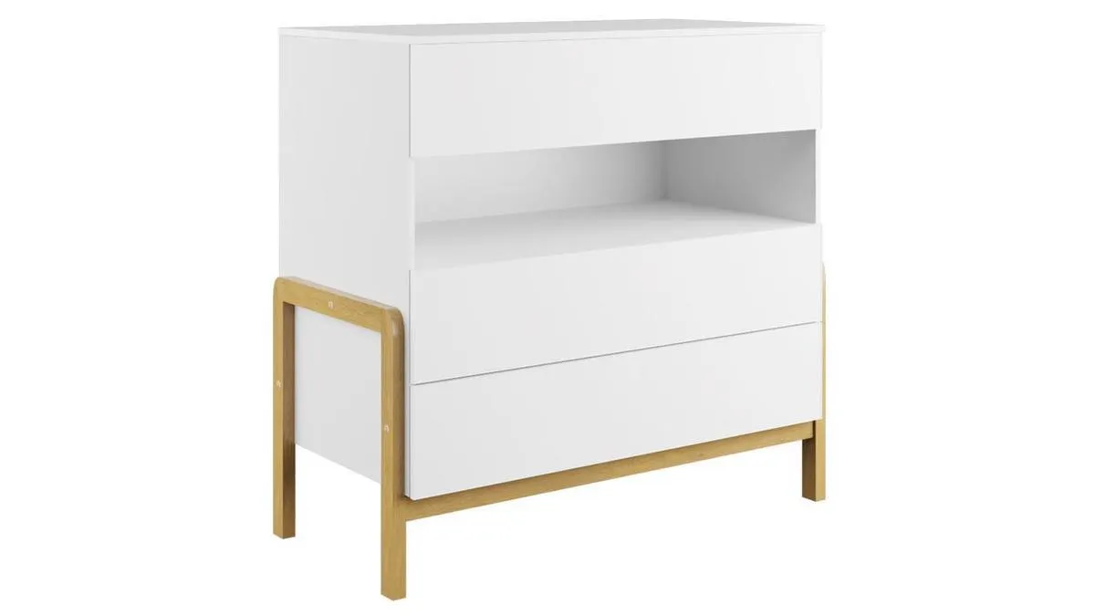 Cómoda infantil nórdica 3 cajones en blanco mate y roble CELESTINE