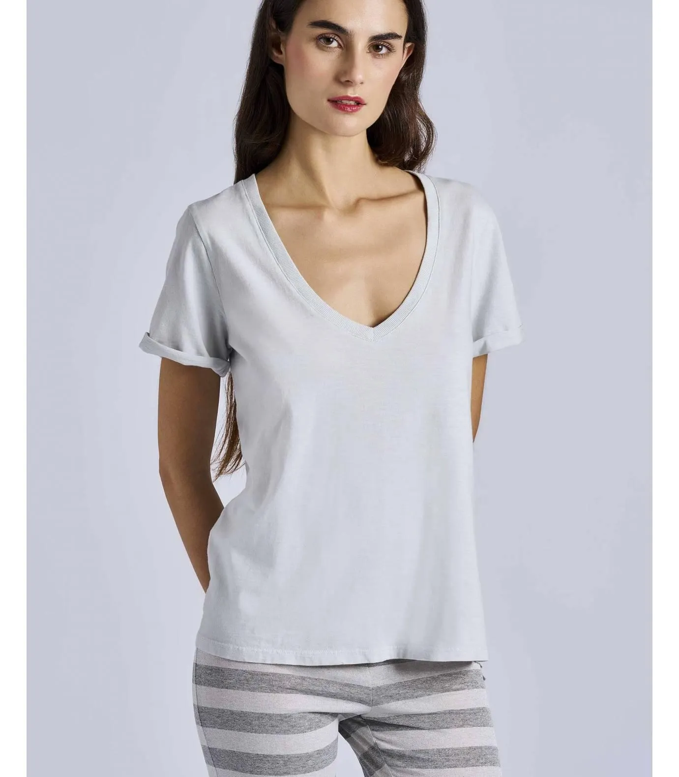 Camiseta de manga corta de punto color gris