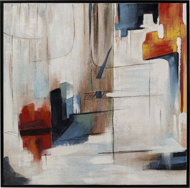 Cuadro colorido Visione Obliquo motivo abstracto marco negro 100x100 cm