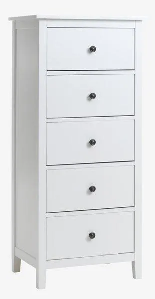 Comodă 5 sertare NORDBY albă