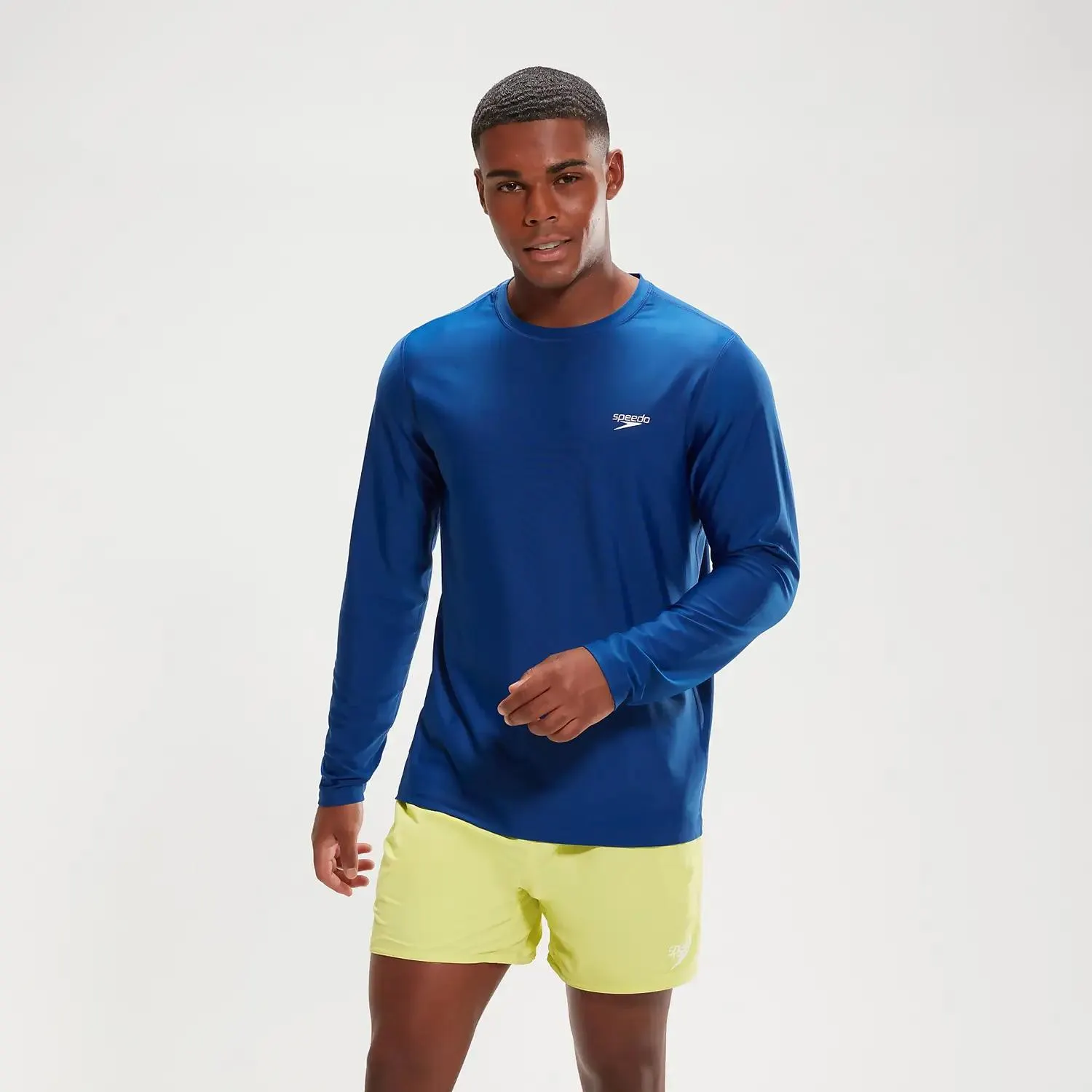 Men's Printed Long Sleeve Swim Top Blue/White