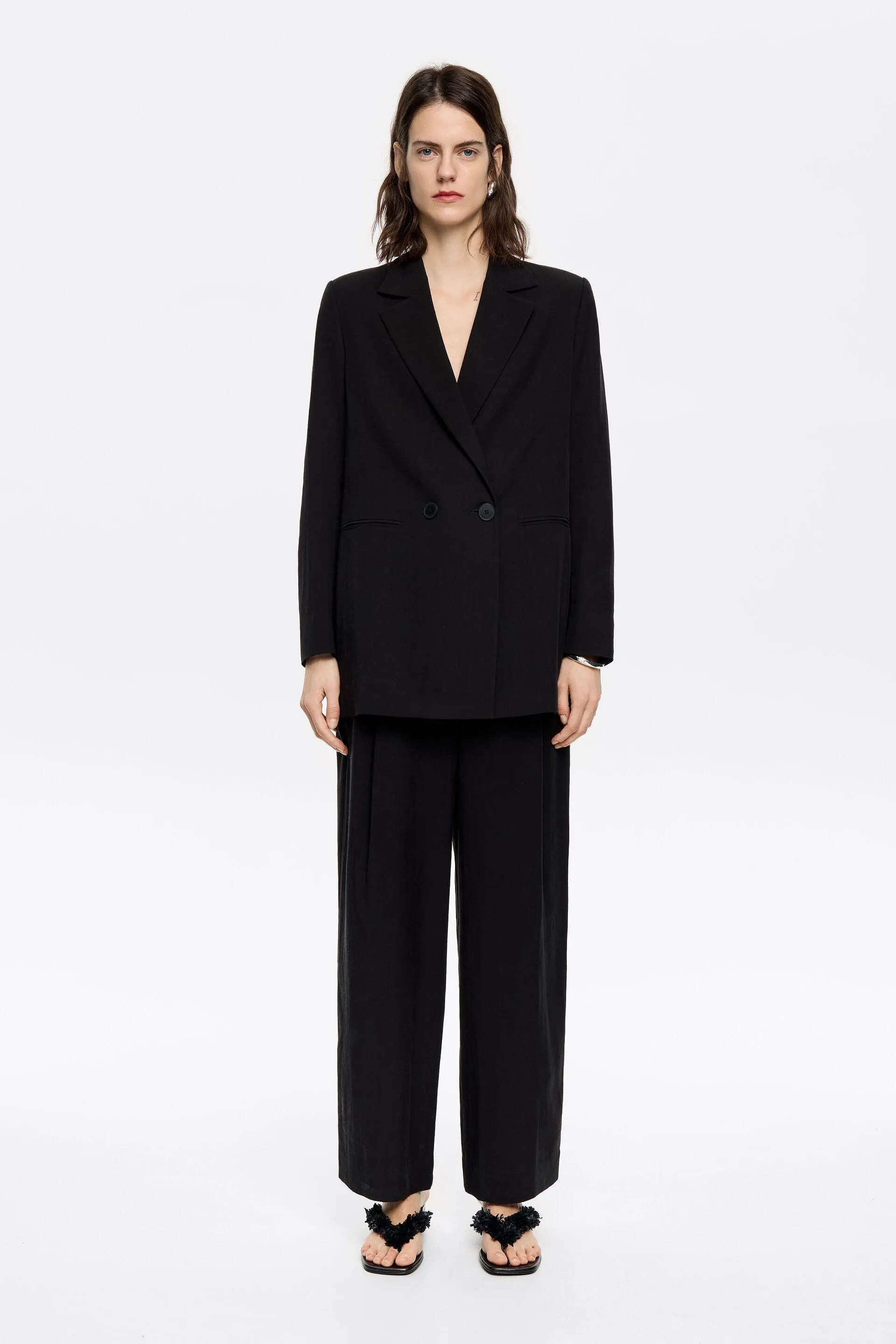 Chaqueta sastre cruzada negra