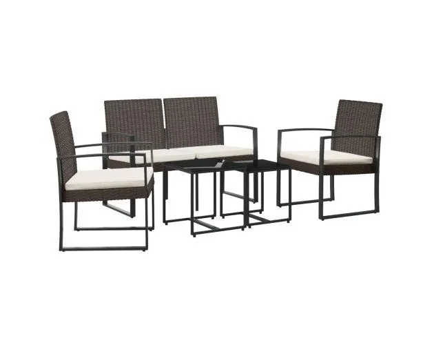 vidaXL set comedor de jardín 5 pzas y cojines pp aspecto ratán marrón