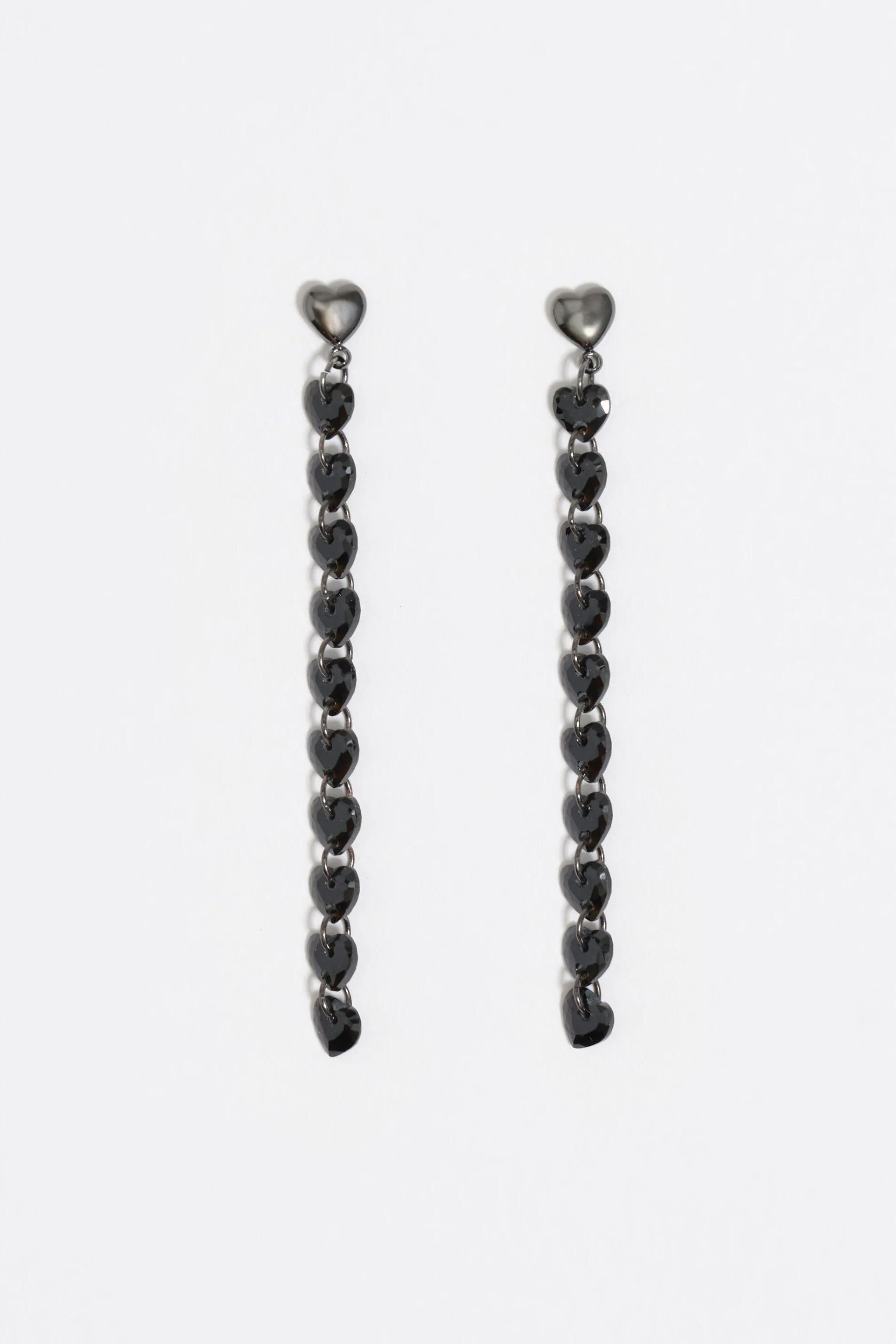 Pendientes corazones cristales negros