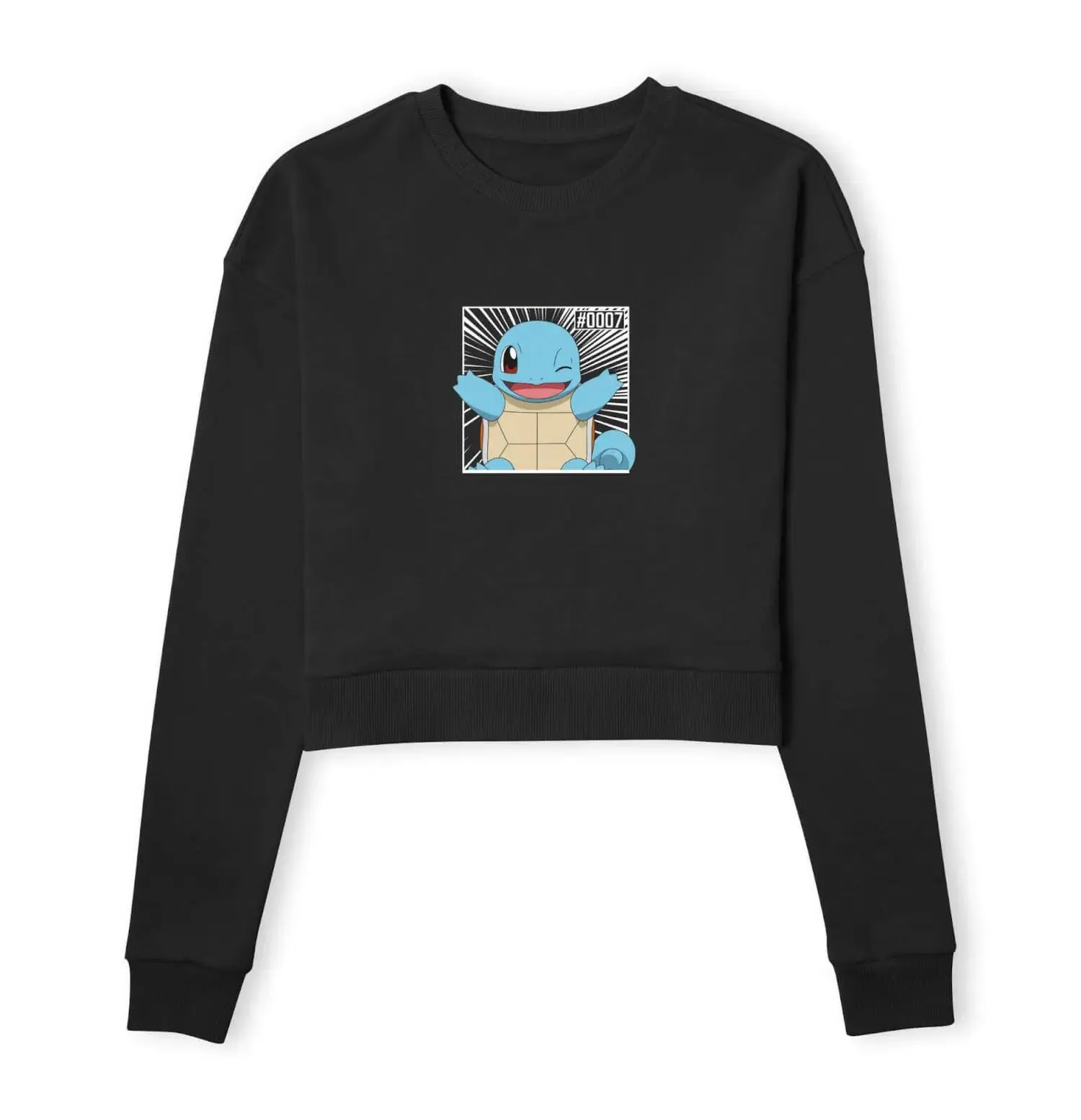 Pokémon Pokédex Squirtle #0007 Mujer Cropped Sudadera - Negro
