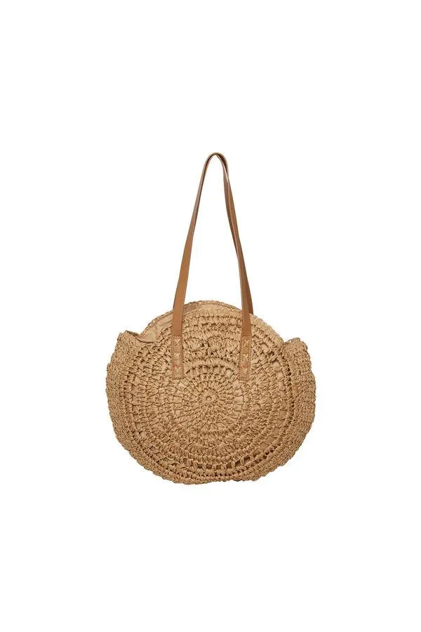 Bolso redondo de paja.