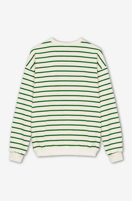 Green/ Ivory Heart Stripes Sweatshirt