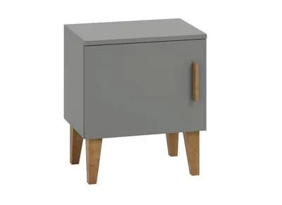 Mesilla de noche infantil gris con patas de roble ELIAS
