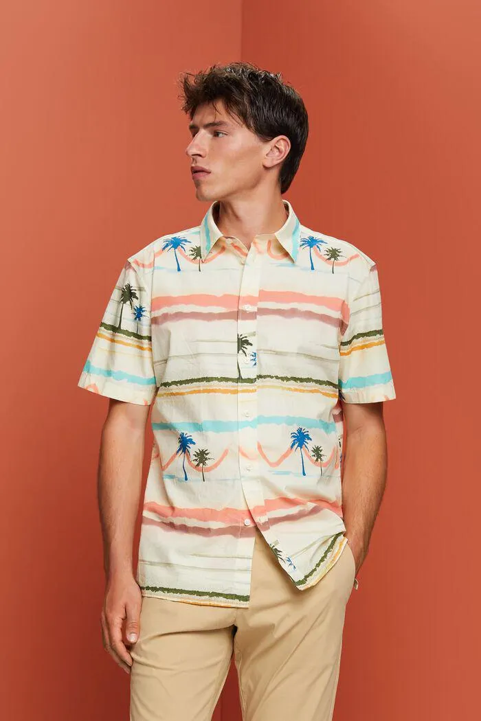 Camisa de manga corta estampada, 100% algodón