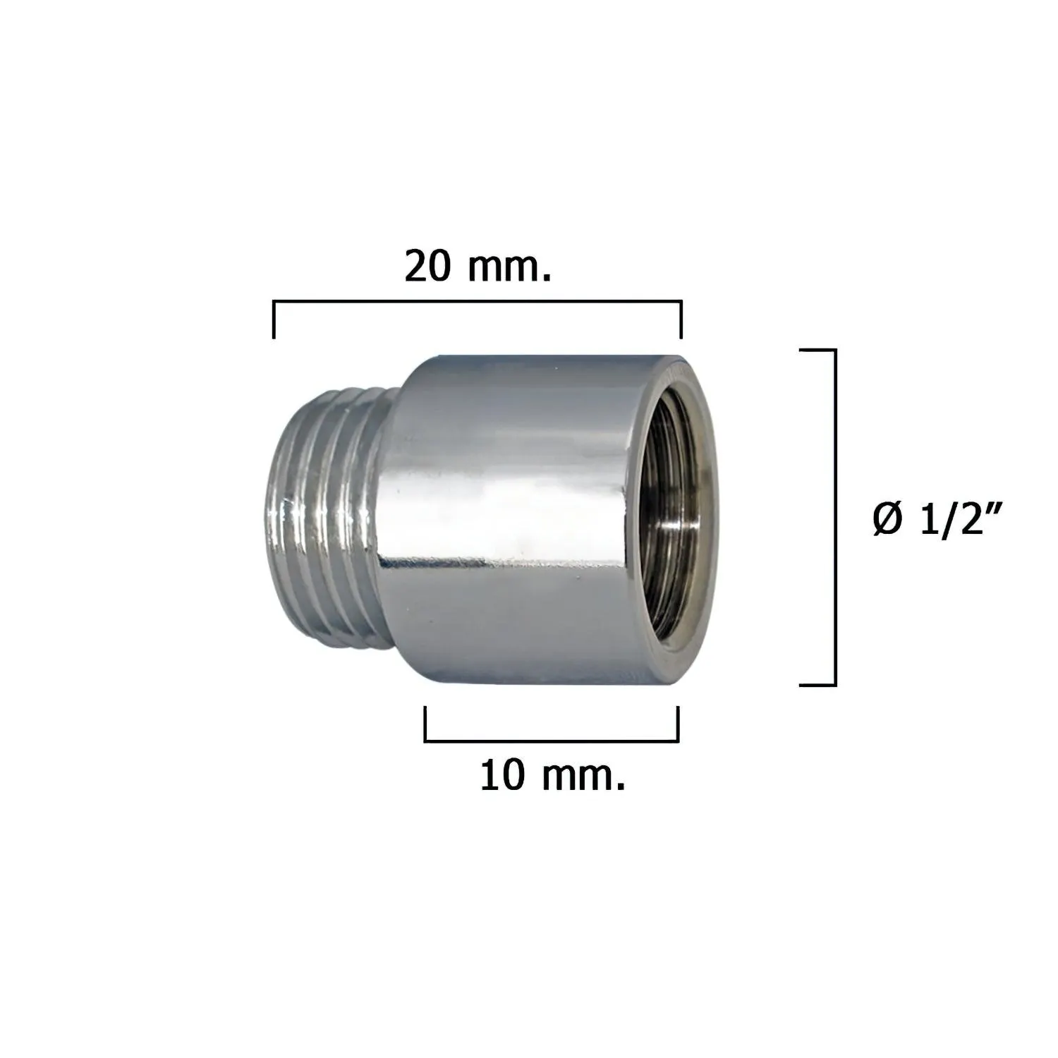 Alargadera Redonda Cromo 1/2" x 10