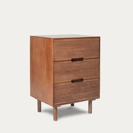 Mesita de noche de madera maciza 3 cajones