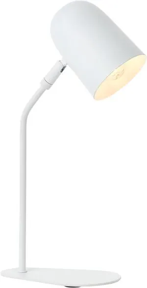 Flexo de diseño con base, casquillo fino e14, metálico, color blanco,37cm