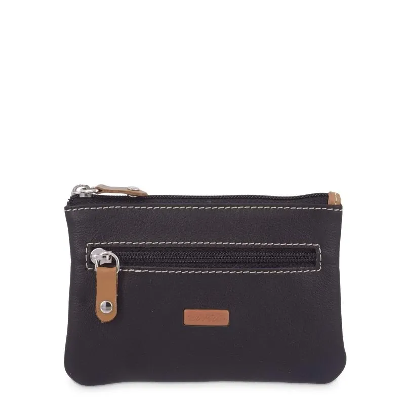 Monedero Llavero hombre en piel vacuno color negro - Mate