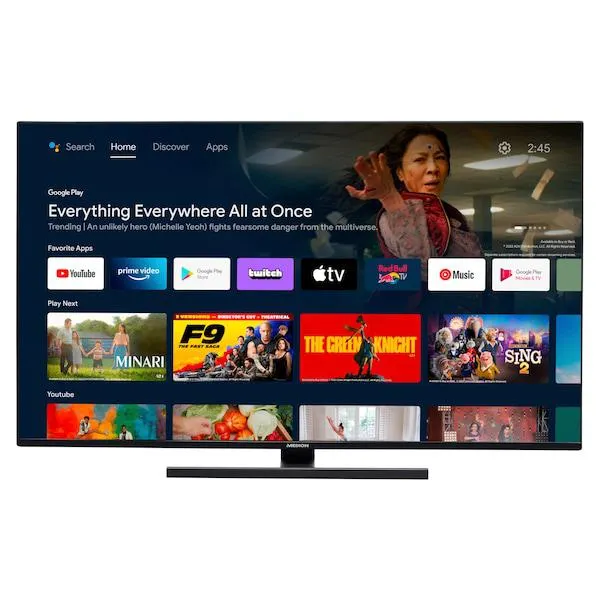 MEDION® Android TV QLED LIFE® X14339(MD 30059), Smart TV Ultra HD de 108 cm (43''), HDR, Dolby Vision®, Micro Dimming, MEMC, PVR ready, Netflix, Amazon Prime Video, Bluetooth®, compatible con DTS Virtual X, DTS X y Dolby Atmos, HD Triple Tuner, CI