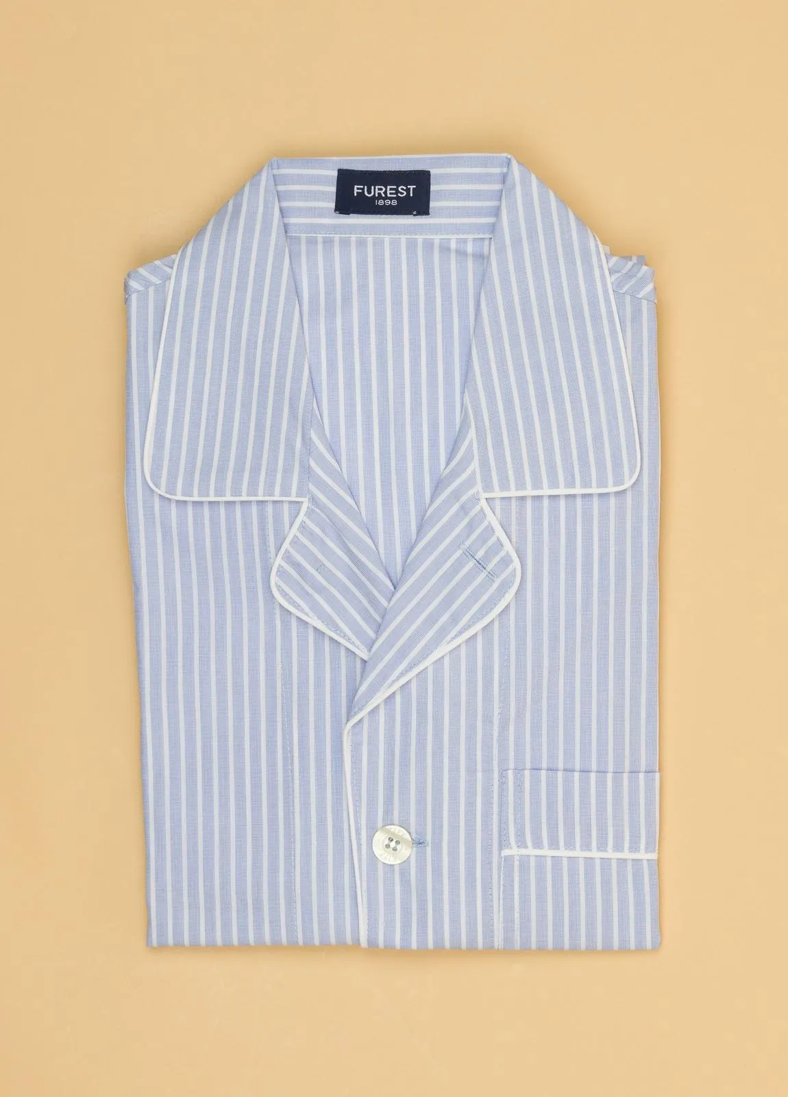 Pijama largo FUREST COLECCIÓN raya azul con funda incluida