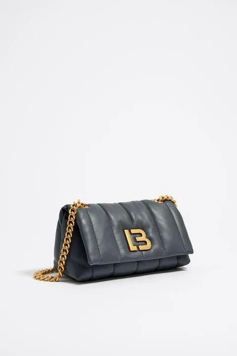 Bolso solapa S piel gris azulado