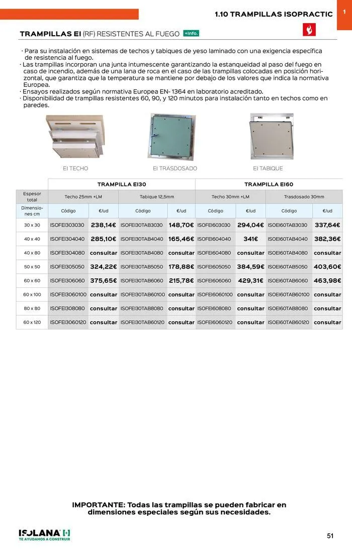 Catálogo de PLACA DE YESO LAMINADO – TARIFA ISOLANA 2024 18 de septiembre al 30 de septiembre 2024 - Página 46
