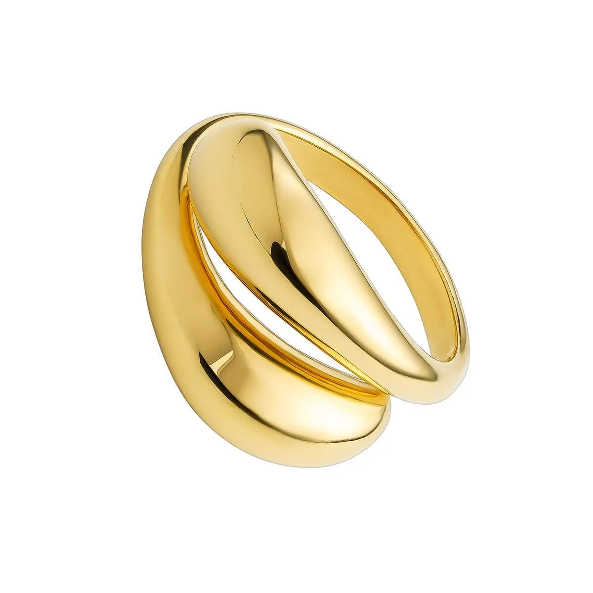 Anillo abombado espiral de plata bañada en oro amarillo de 18kt