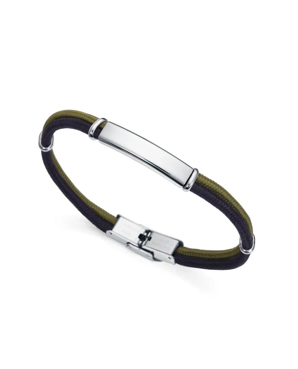 Pulsera Heat de nailon negra y verde con componentes de acero