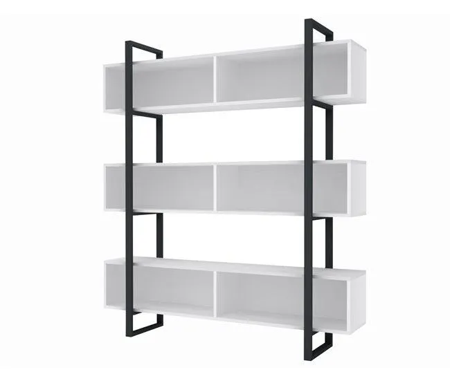 ESTANTERIA STAR COLOR BLANCO CON BARRAS METALICAS NEGRAS