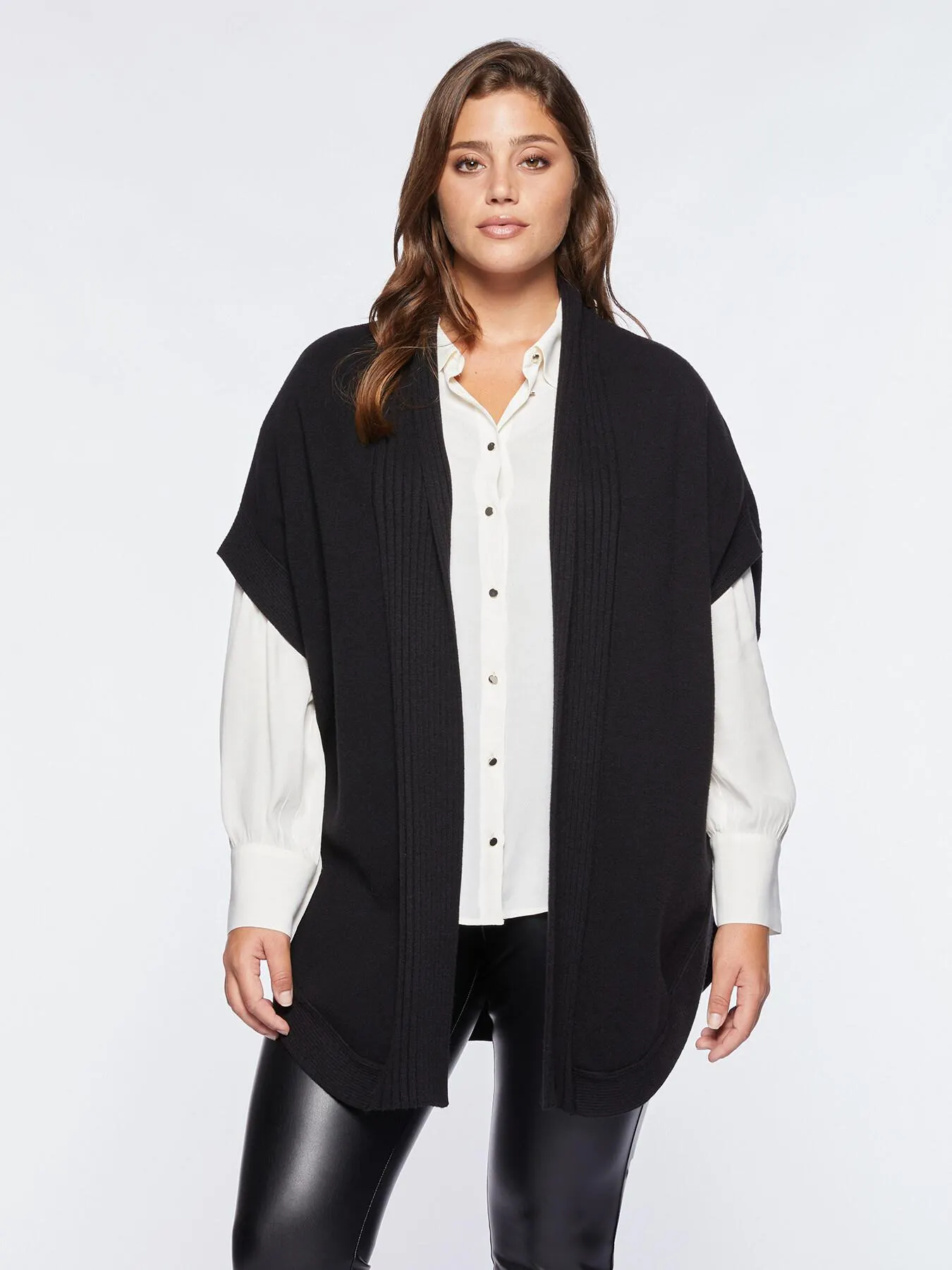 Maxi cárdigan con bordes de canalé