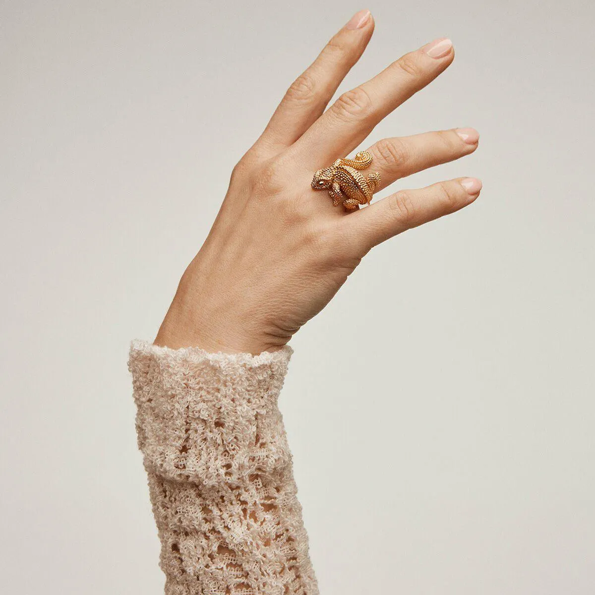 Anillo camaleón plata recubierta oro