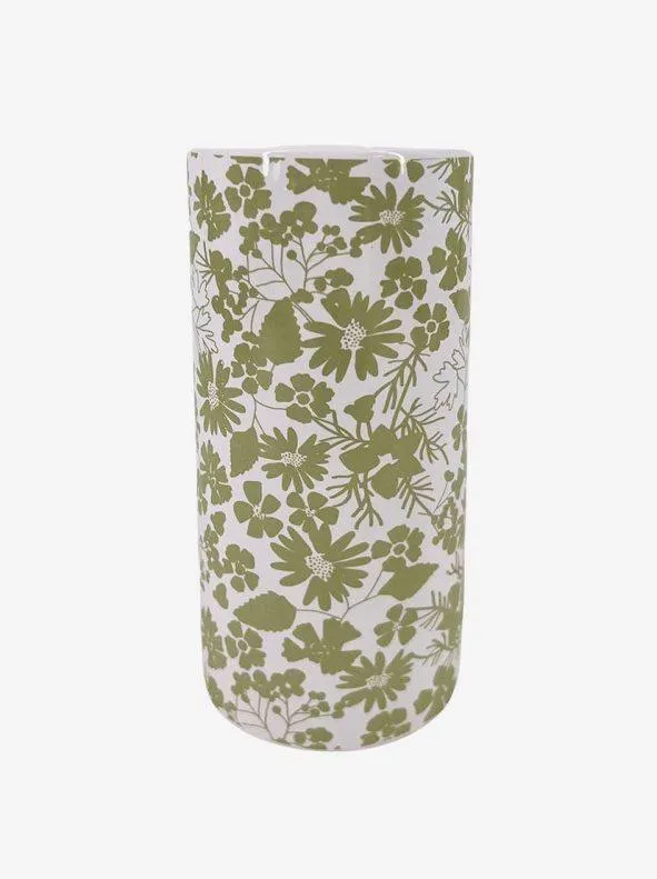 Jarrón de cerámica con estampado floral - altura 19,5 cm