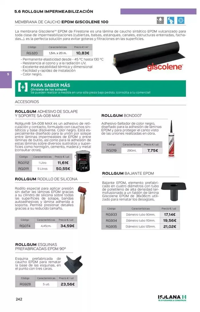 Catálogo de IMPERMEABILIZACIÓN – TARIFA ISOLANA 2025 2 de enero al 31 de marzo 2025 - Página 22