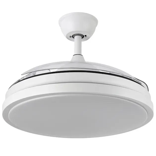 Ventilador de techo con aspas retráctiles blanco con luz led y motor CC Ocelair