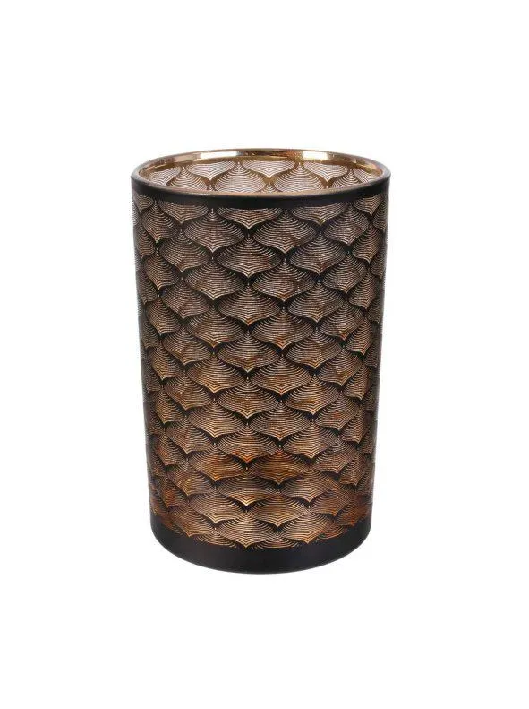 Jarrón de cristal negro cobrizo - altura 20 cm