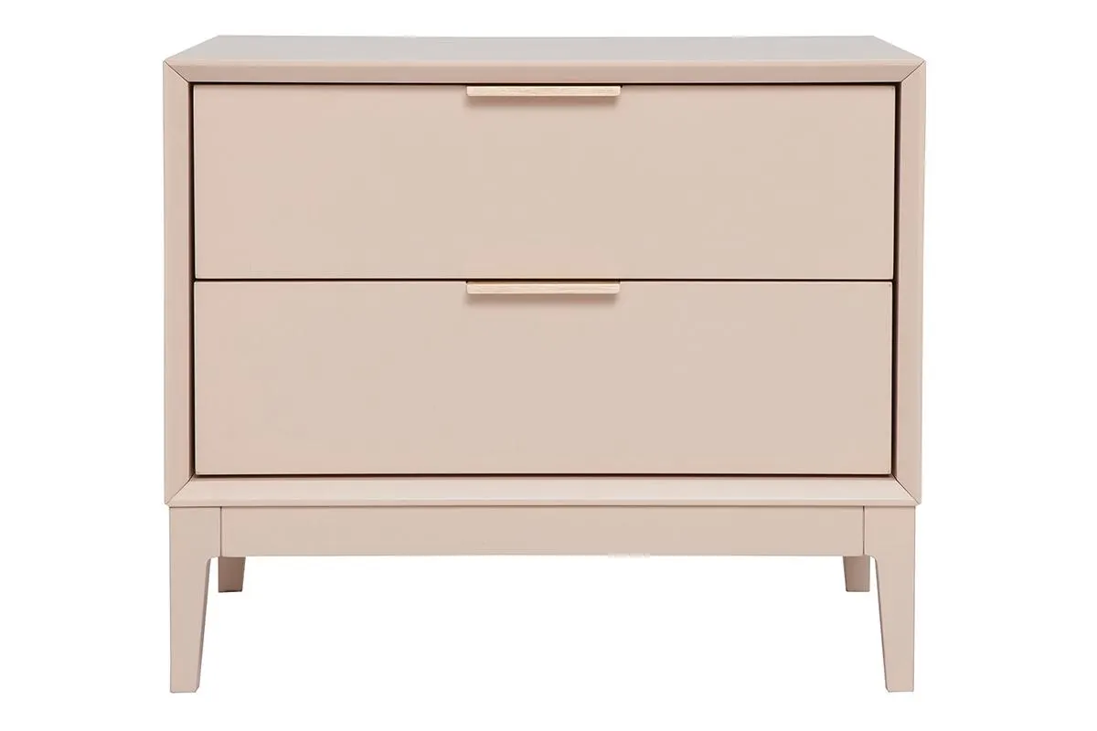 Mesilla de noche de metal rosa palo y dorado con estantes 60 cm GIANA