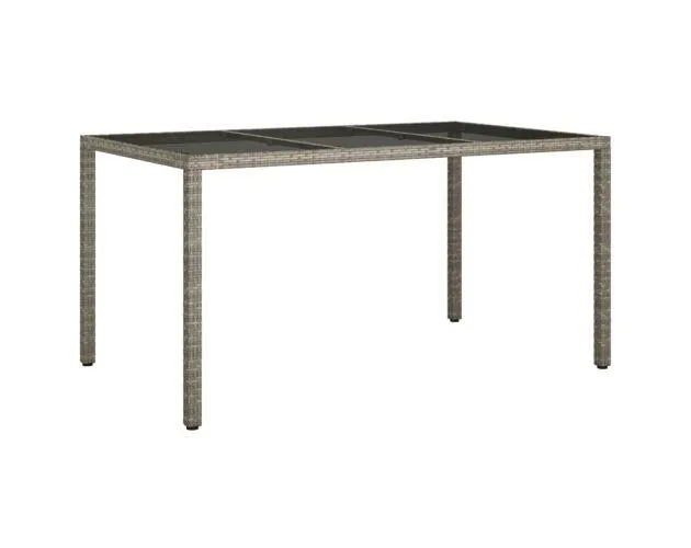 vidaXL mesa jardín vidrio templado ratán sintético 150x90x75 cm gris