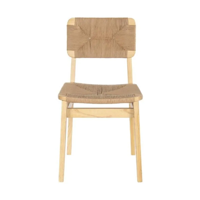 Elm and natural fiber dining chair