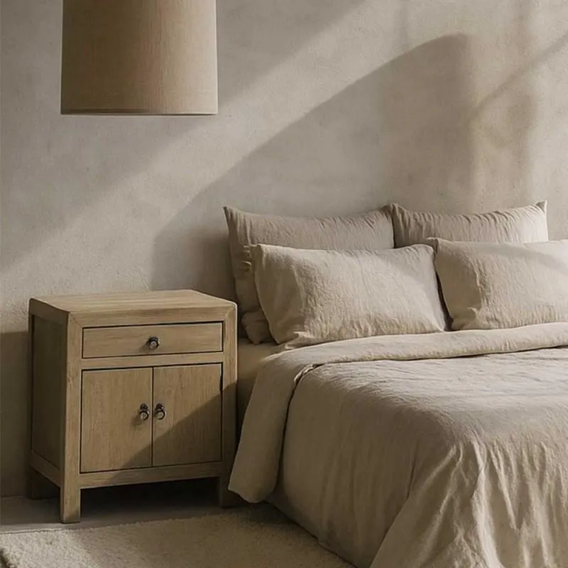 Elm wood bedside table, Palo Santo