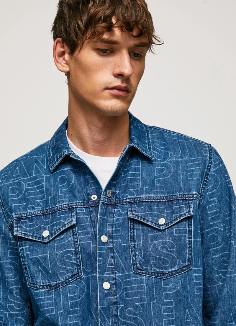 CAMISA DENIM DAVE LOGO FIT REGULAR