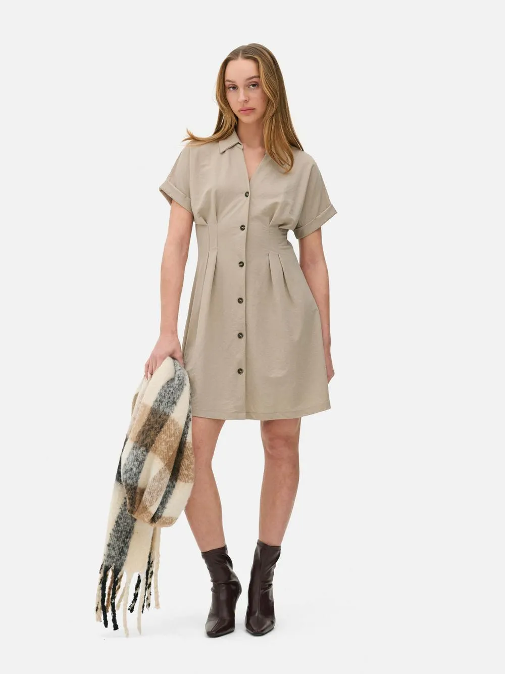 Mini-Blusenkleid mit Knopfleiste