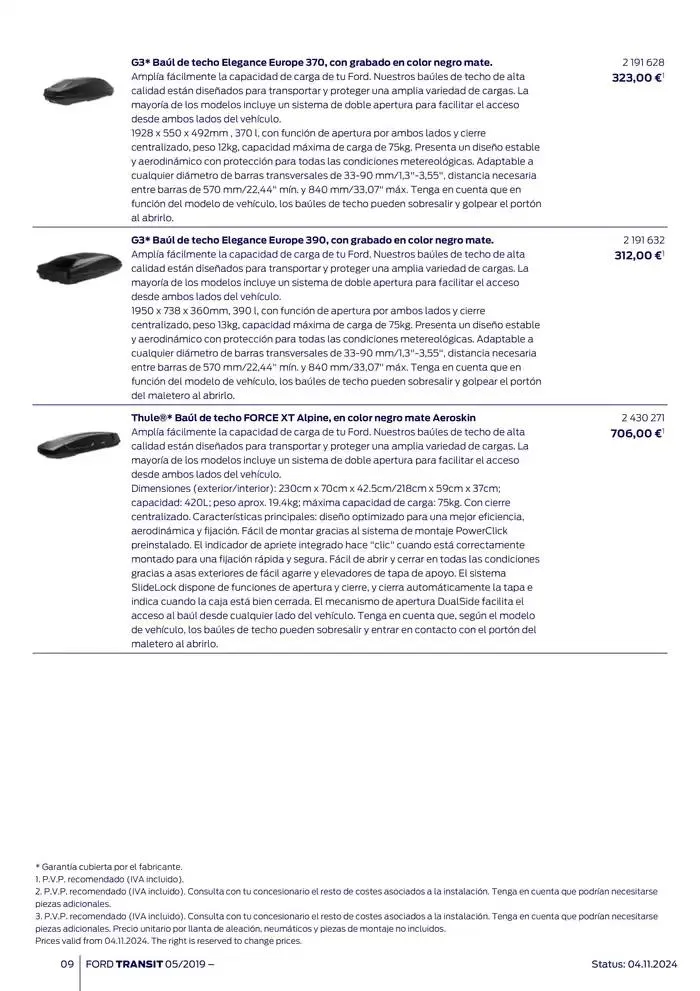 Catálogo de Ford de accesorios Transit Van 13 de noviembre al 13 de noviembre 2025 - Página 9
