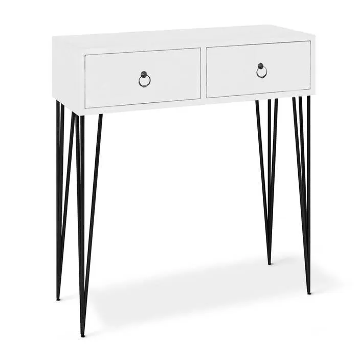Consola de 2 cajones con patas metálicas Pingmao Blanco