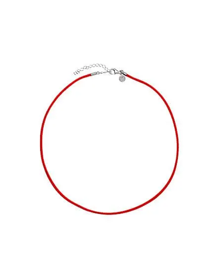 Choker de seda rojo 40 cm con broche en plata