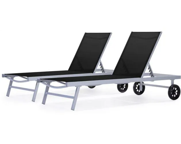 Conjunto de 2 tumbonas de aluminio y textileno bella-phoenix plateado y neg